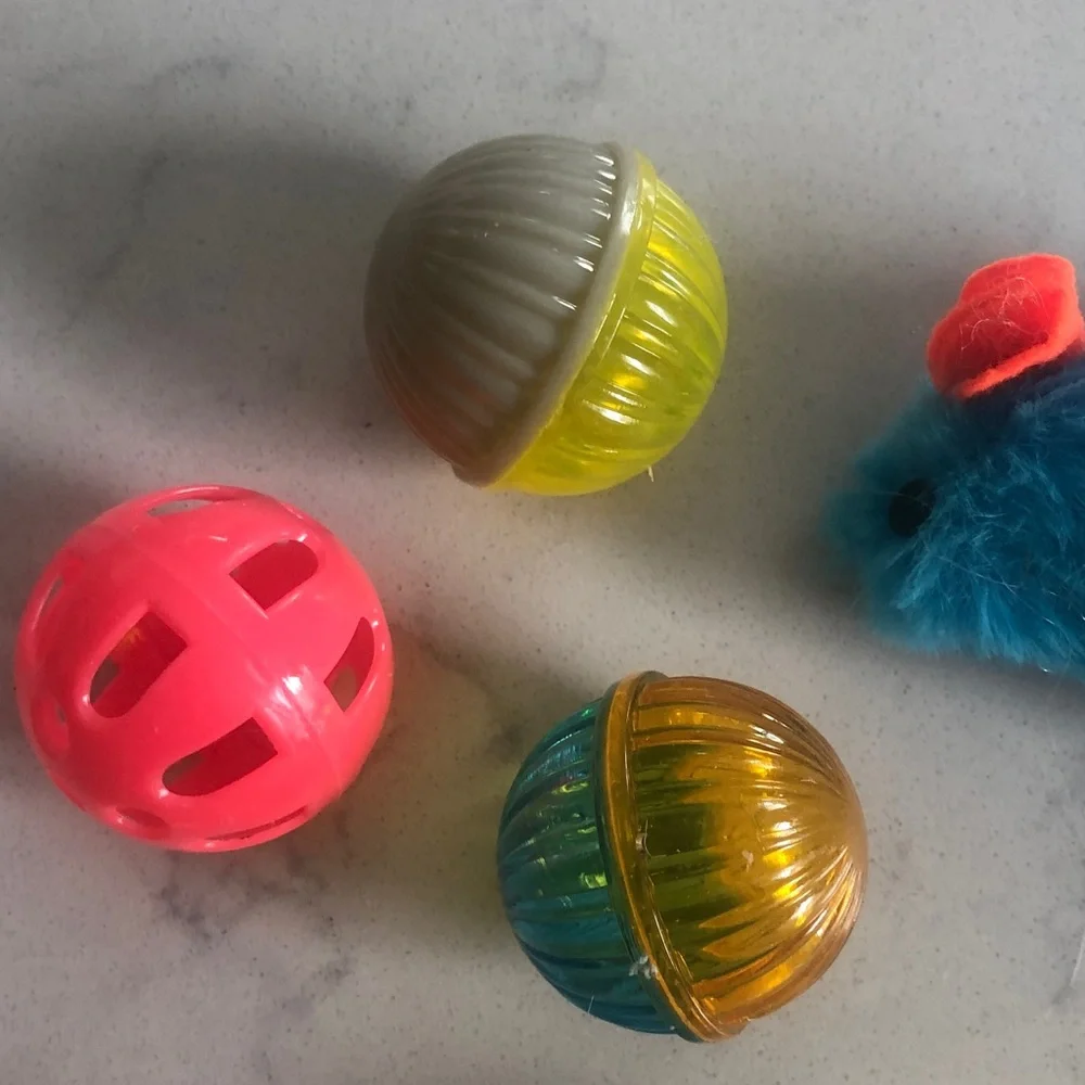 Family Pet Cat Toys Set - Yellow, Blue, Pink